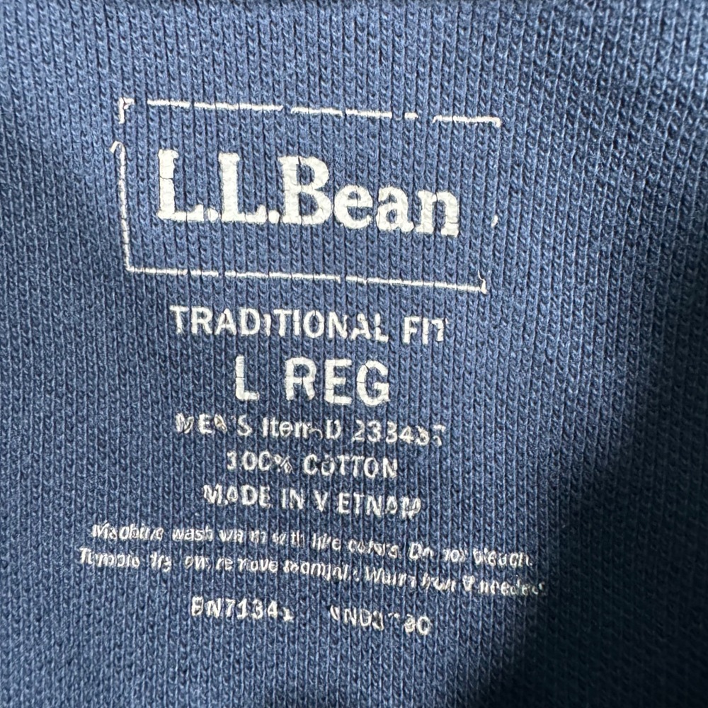 L.L.Bean Polo Shirt Mens L REG Navy Blue Traditional Fit Cotton Pique 233435 - Picture 2 of 7